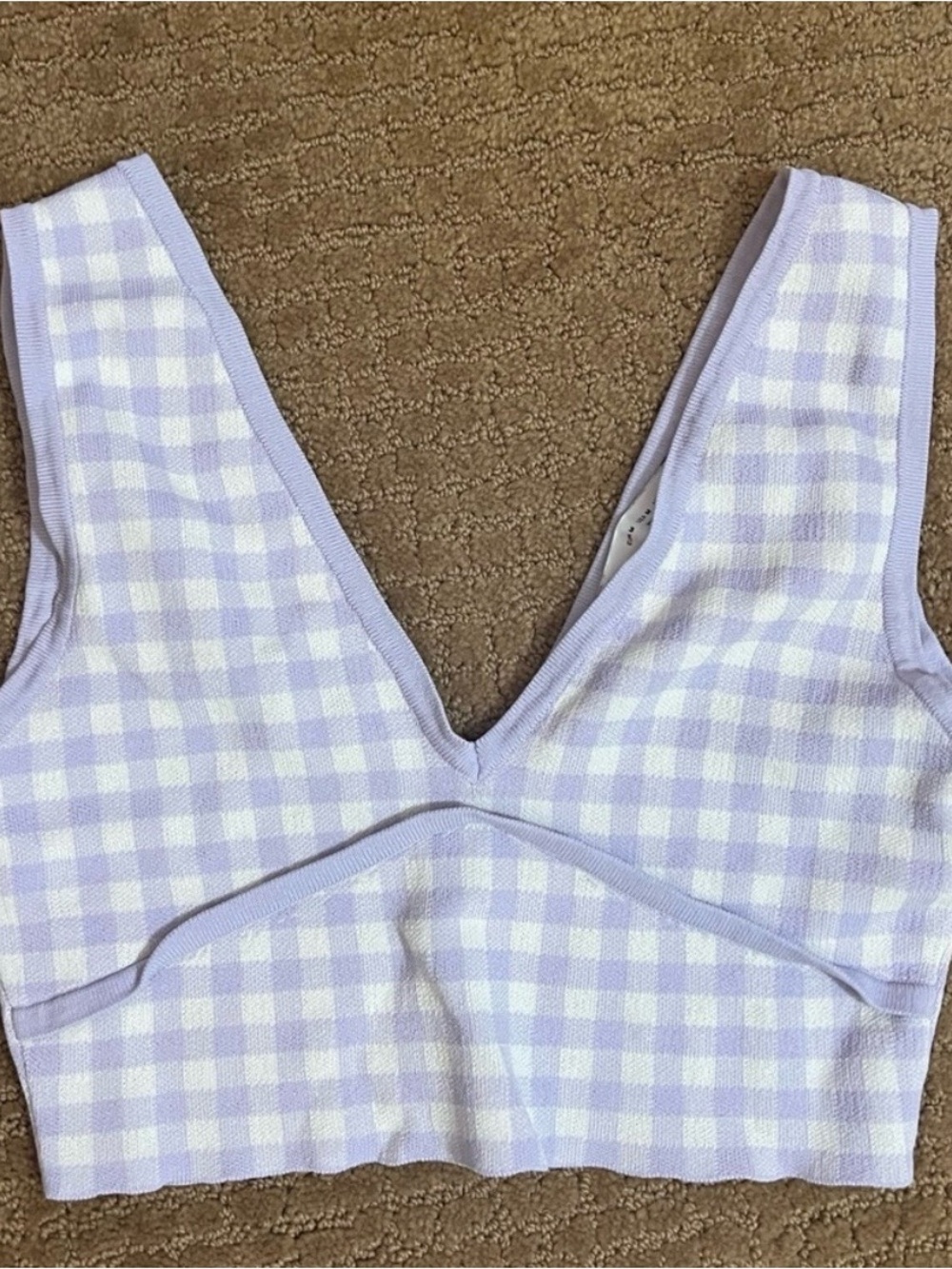 Zara Lavender Gingham V-Neck Tank